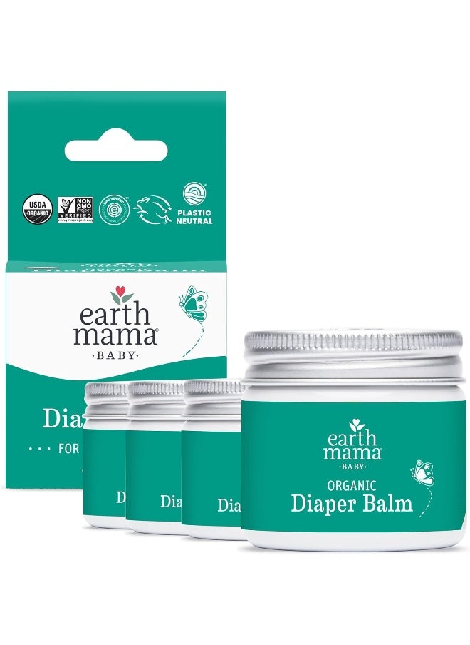 Earth Mama Earth Mama Organic Diaper Balm | Diaper Cream for Baby | EWG Verified, Petroleum & Artificial Fragrance-Free with Calendula for Sensitive Skin, 2-Fluid Ounce (4-Pack)  - Image 1