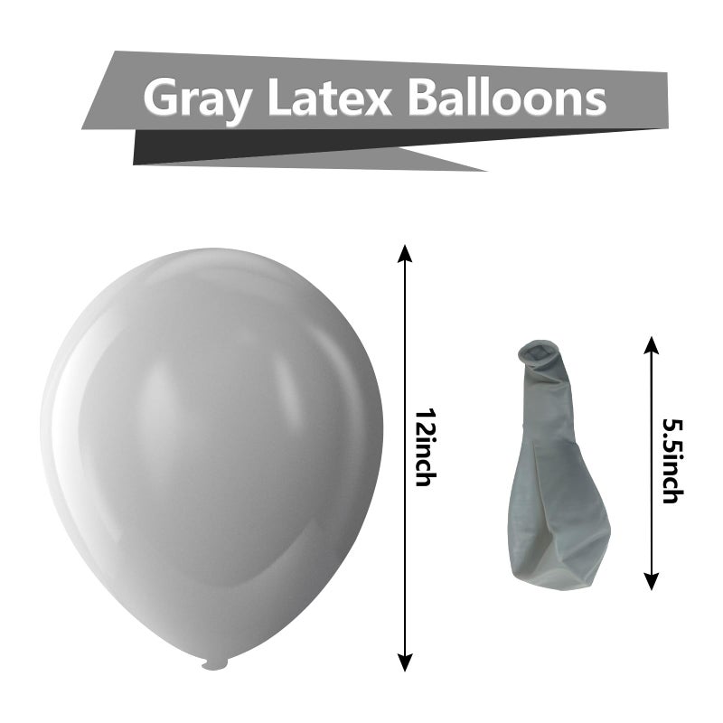 Bezente Gray Balloons Latex Party Balloons - 100 Pack 12 inch Round Helium Pastel Grey Balloons for Birthday Baby Shower Wedding Anniversary Party Decorations - Image 2