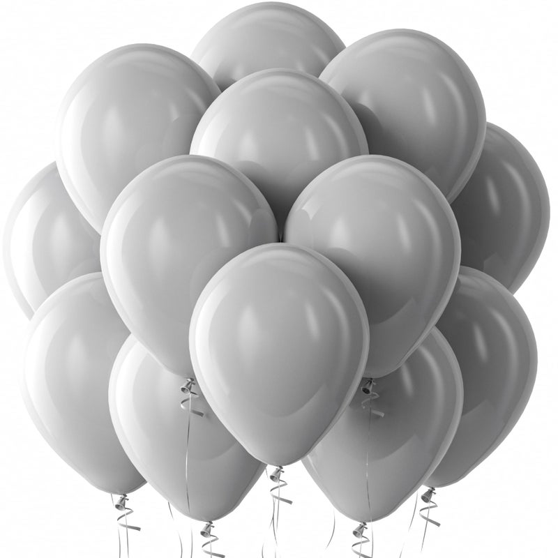 Bezente Gray Balloons Latex Party Balloons - 100 Pack 12 inch Round Helium Pastel Grey Balloons for Birthday Baby Shower Wedding Anniversary Party Decorations - Image 1