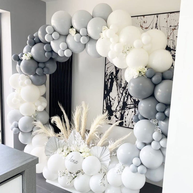 Bezente Gray Balloons Latex Party Balloons - 100 Pack 12 inch Round Helium Pastel Grey Balloons for Birthday Baby Shower Wedding Anniversary Party Decorations - Image 4