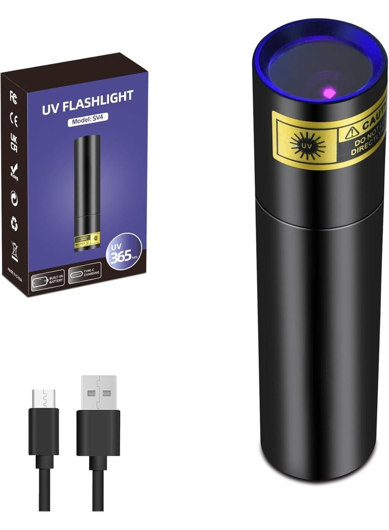 Y&D 365nm UV Flashlight | USB-C Rechargeable Mini Blacklight LED – Ultraviolet Light for Pet Dog Urine & Stains Detection, Resin Curing & Fluorescent Agent Testing - Image 1