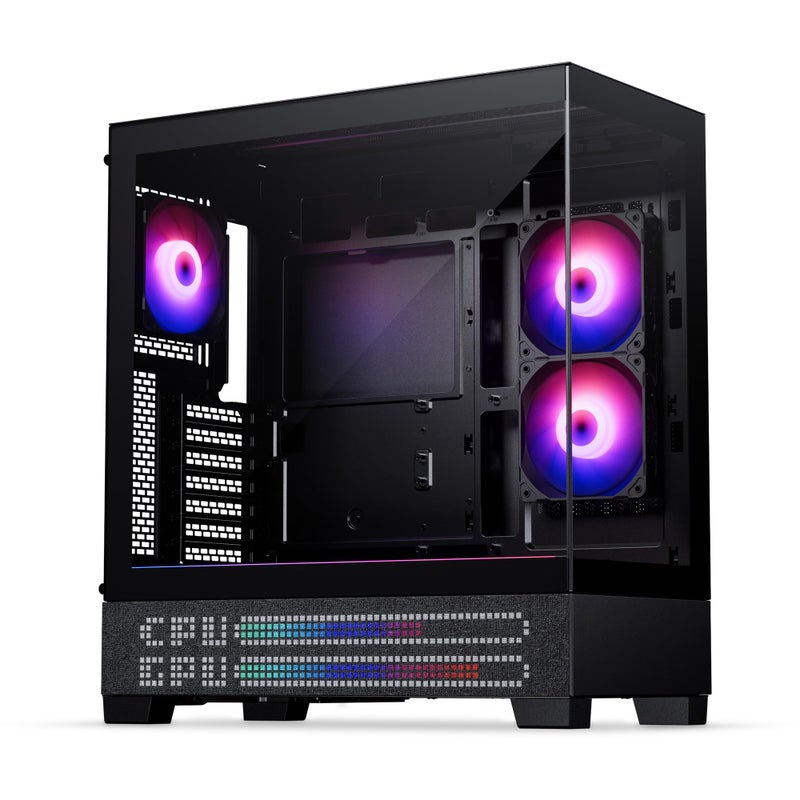 Phanteks XT View Matrix Mid-Tower ATX Gaming PC Case, 600-LED Matrix Display, Tempered Glass Front & Side Panels, USB-C 3.2 Gen2, 3X D-RGB Fans Included, Rear-Connector Ready (Charcoal Black) - Image 1