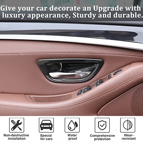 YUECHI for BMW 5 Series F10 520 528 525 2011-2017 Carbon Fiber Style Car Interior Door Handle Bowl Cover Trim - Image 4