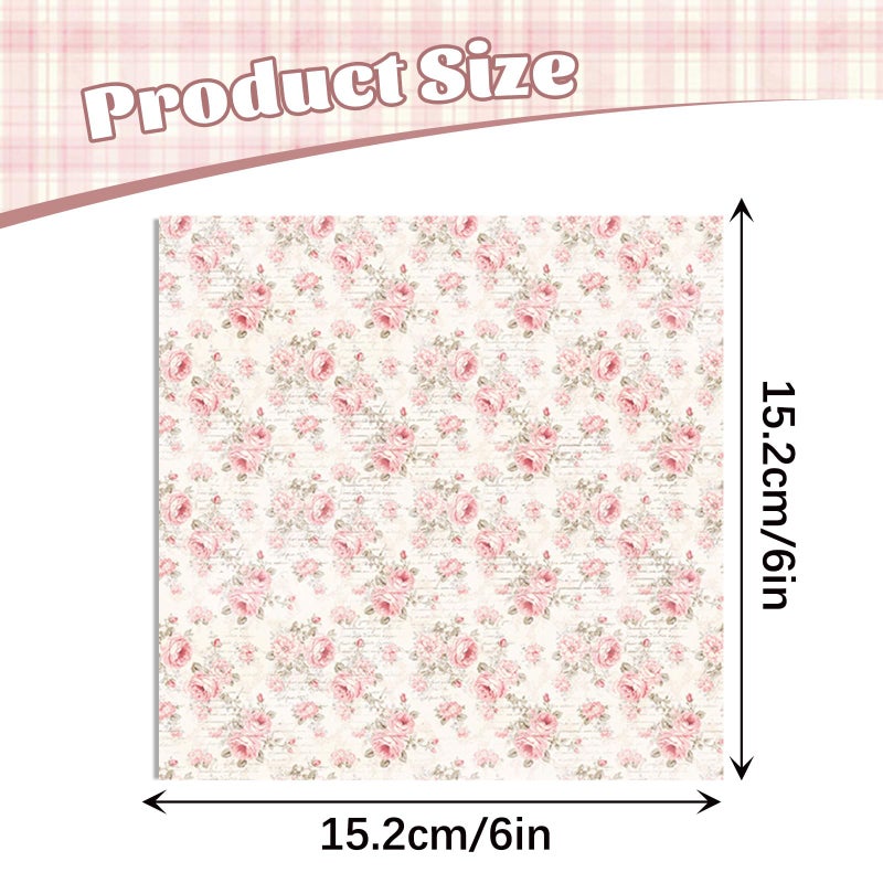 MIATTCLD Scrapbook Paper Double Sided Decorative Craft Paper, 6x6 in Vintage Patterned Papers 48 Sheets Floral Background Papers for Scrapbooking Card Making Journaling Decor (B) - Image 4