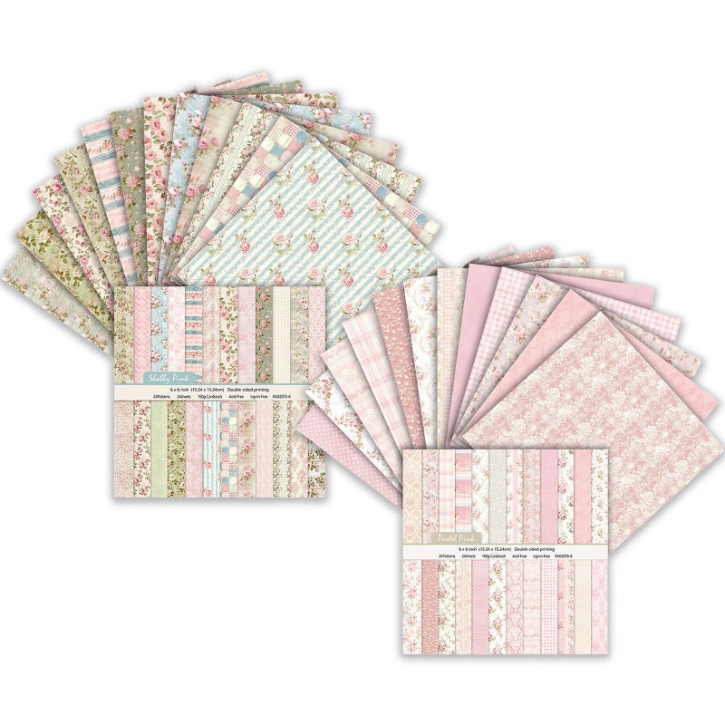 MIATTCLD Scrapbook Paper Double Sided Decorative Craft Paper, 6x6 in Vintage Patterned Papers 48 Sheets Floral Background Papers for Scrapbooking Card Making Journaling Decor (B) - Image 1