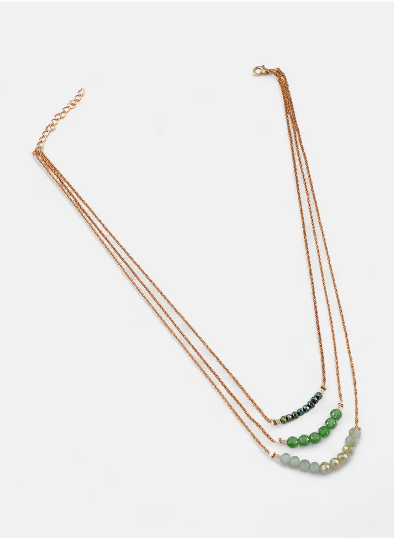 SOHI Stone Studded The Riviera Multi-Layer Necklace