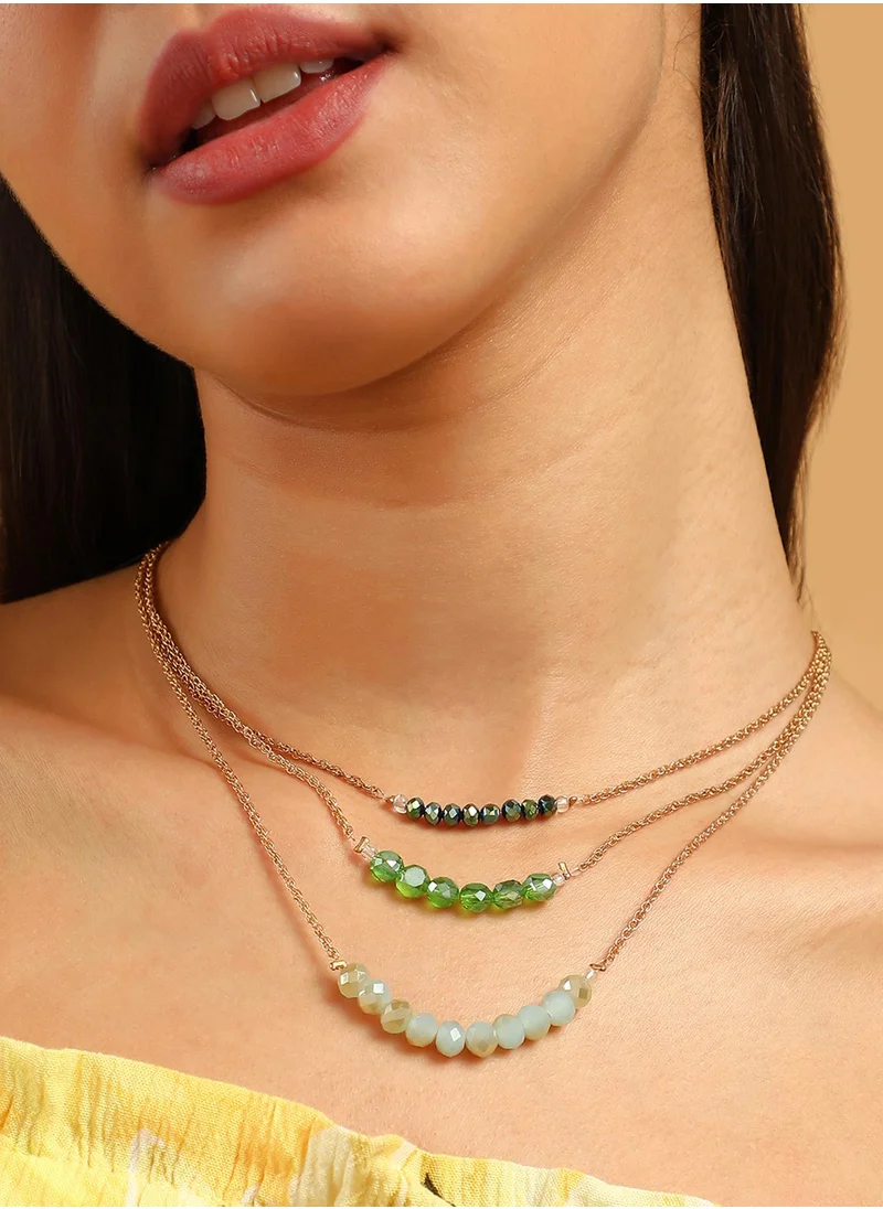 SOHI Stone Studded The Riviera Multi-Layer Necklace