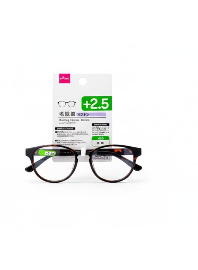 DAISO Boston Reading Glasses | +2.5 Magnification | Lightweight Eyewear for Reading & Close Work - Image 2