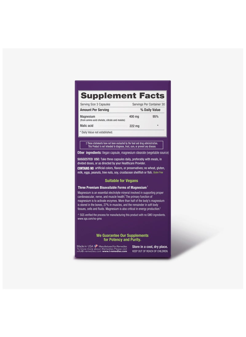 iRemedies iRemedies iMega Magnesium - Magnesium Supplement for Muscle Relaxation, Bone Health, and Energy - 90 Capsules  - Image 4