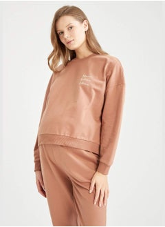 DeFacto Relax Fit Long Sleeve Slogan Print Maternity Sweatshirt  - Image 1