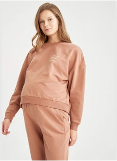 DeFacto Relax Fit Long Sleeve Slogan Print Maternity Sweatshirt  - Image 3