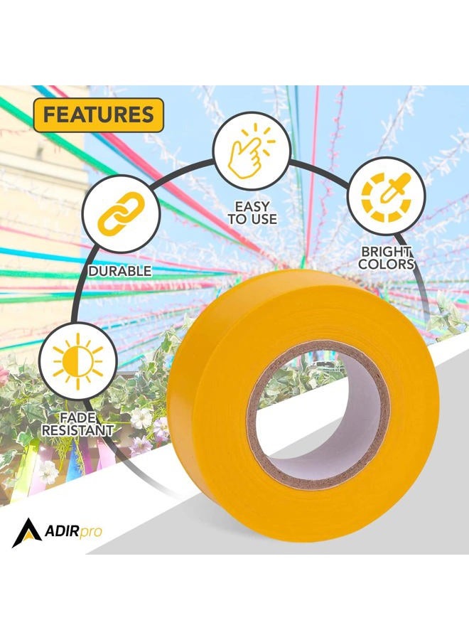 AdirPro 12 Pack Fluorescent Flagging Tape, 150' X 1'' Wide - Multipurpose Neon Marking Tape - Great Visual Labeling & Tagging for Home & Workplace Use - Image 4