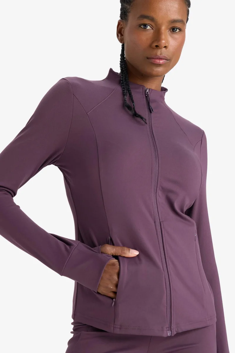 Slim Fit Stand Collar Long Sleeve Cardigan