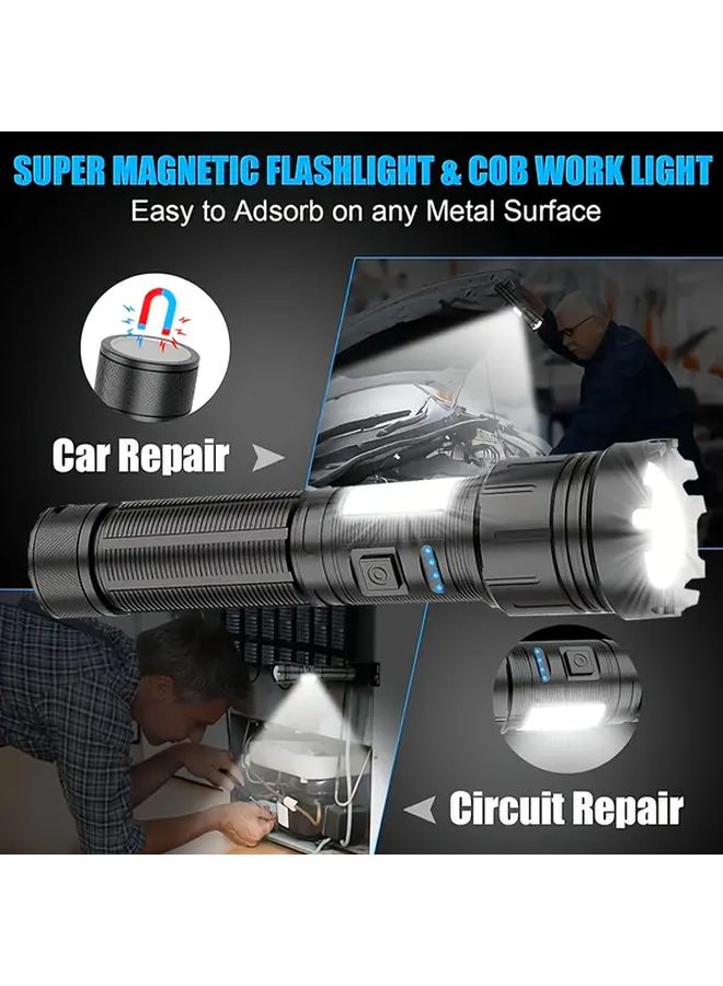 Aa Black ABS Multi Mode Outdoor LED Flashlight USB Charging 1200mAh Emergency Light - Image 2