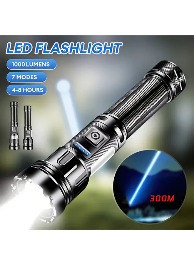 Aa Black ABS Multi Mode Outdoor LED Flashlight USB Charging 1200mAh Emergency Light - Image 5