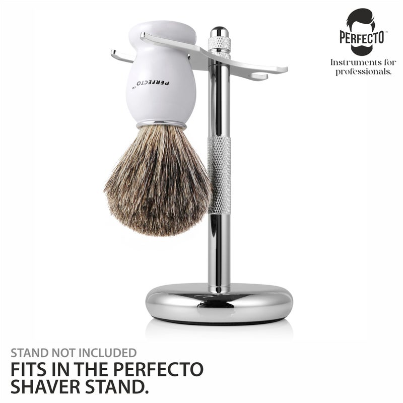 Perfecto 100% Pure Badger Shaving Brush-White Handle, Gift for Dad, Engineered for the Best Shave of Your Life. For Fathers Day Gift, Safety Razor, Double Edge Razor, Straight Razor, Shaving Razor - Image 4