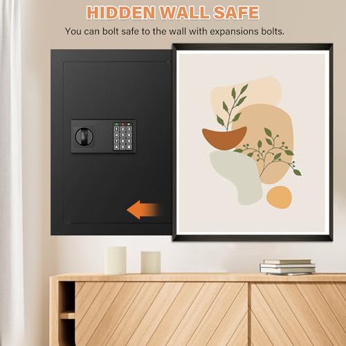 Tiskgg 22.05" Tall Wall Safes Between the Studs 16" Centers, Combination Lock in Wall Safe with 2 Removable Shelf, Hidden Safe for Money, Jewelry, Document, Passport - Image 5