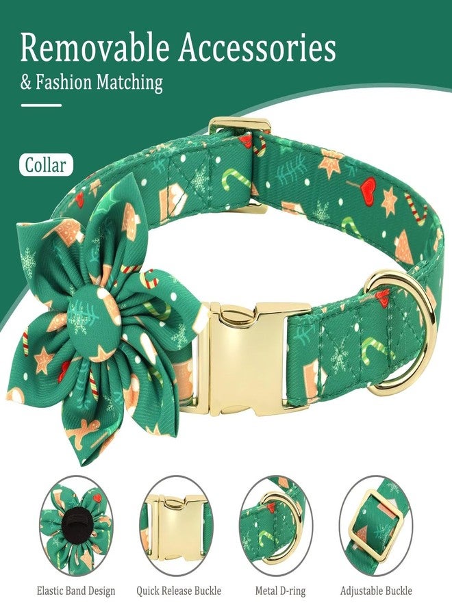 Beirui Christmas Dog Collars, Harnesses & Leashes Set - Cute Girl Dog Collar and Leash Set with Flower - Soft Mesh Dog Vest Harness for Puppies Small & Extra Small Dogs(Christmas Green,XS) - Image 3