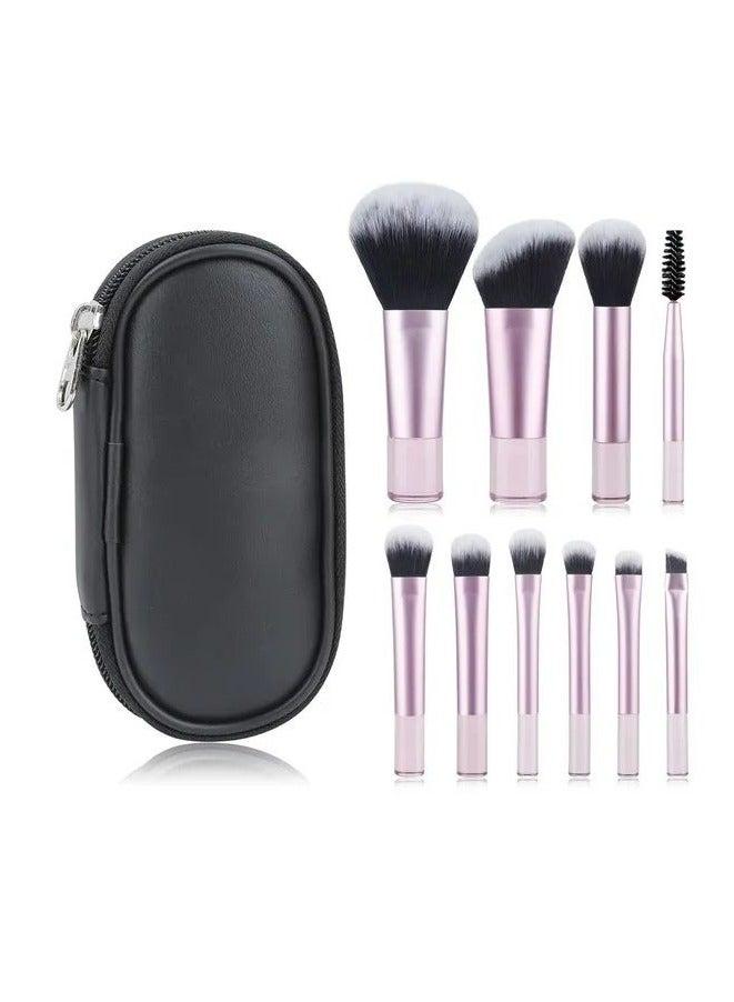 BEUTPATER Portable Makeup Brush Set, Easy-Grip Full Function Mini Cosmetic Brush Set with Brush Bag 10 brushes - Image 1