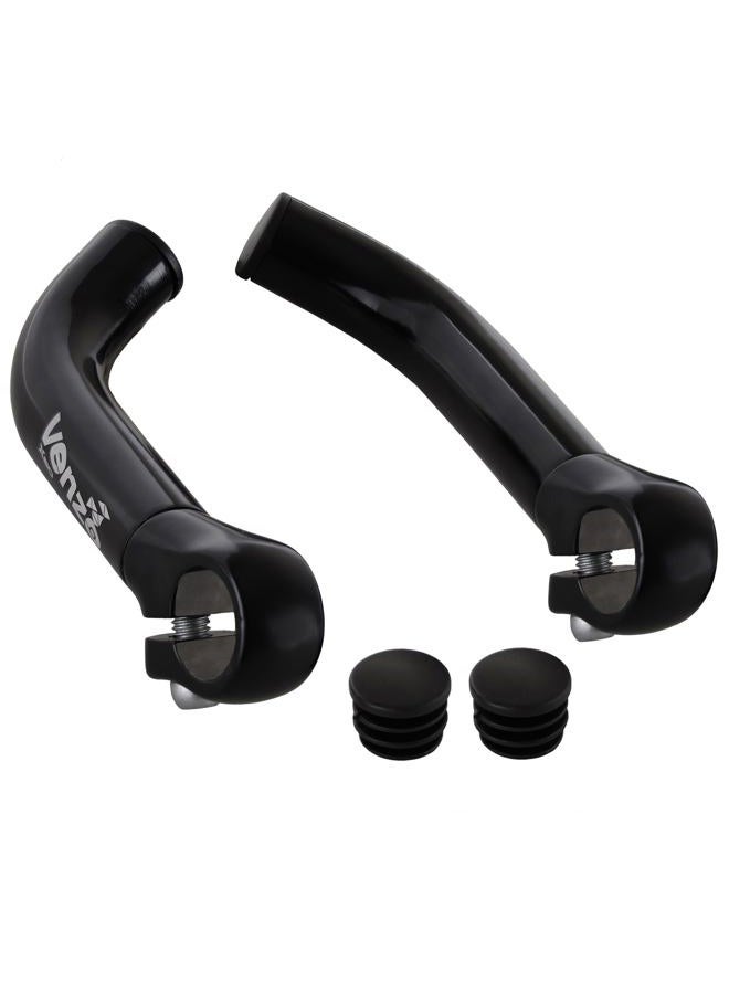 Venzo Bicycle Handlebar Extender for Mountain Hybrid Bike - Compatible with 7/8'' 22.2mm - Flat Bar Ends with Plugs - 150mm - Ergonomic Design Lightweight & Durable - Gloss Black - Image 1