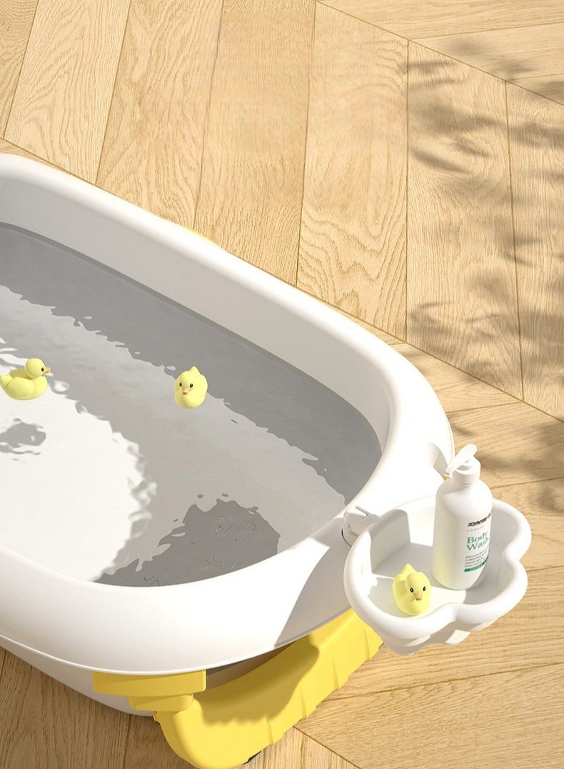 Foldable Baby Bathtub With Cushion & Water Thermometer And Drain Hole, Portable Durable Foldable Baby Bath Tub For Newborn Infants 0-36 Months - Image 5