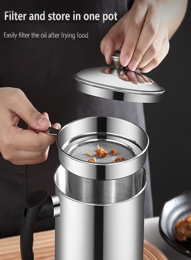 Gra8 Oil -Strainer Pot, //Cooking Oil Storage, Oil Filter Pot Large Capacity | Filter Oil Storage Tank | Kitchen Tools Stainless Steel Oil Strainer Pot Container (1 pcs) - Image 5