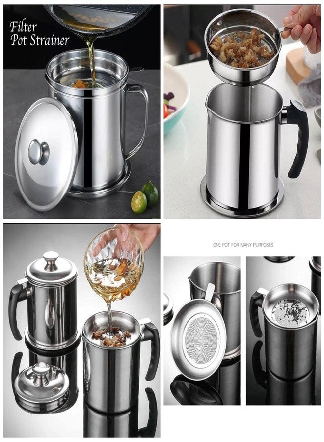 Gra8 Oil -Strainer Pot, //Cooking Oil Storage, Oil Filter Pot Large Capacity | Filter Oil Storage Tank | Kitchen Tools Stainless Steel Oil Strainer Pot Container (1 pcs) - Image 2