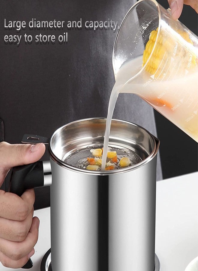 Gra8 Oil -Strainer Pot, //Cooking Oil Storage, Oil Filter Pot Large Capacity | Filter Oil Storage Tank | Kitchen Tools Stainless Steel Oil Strainer Pot Container (1 pcs) - Image 4