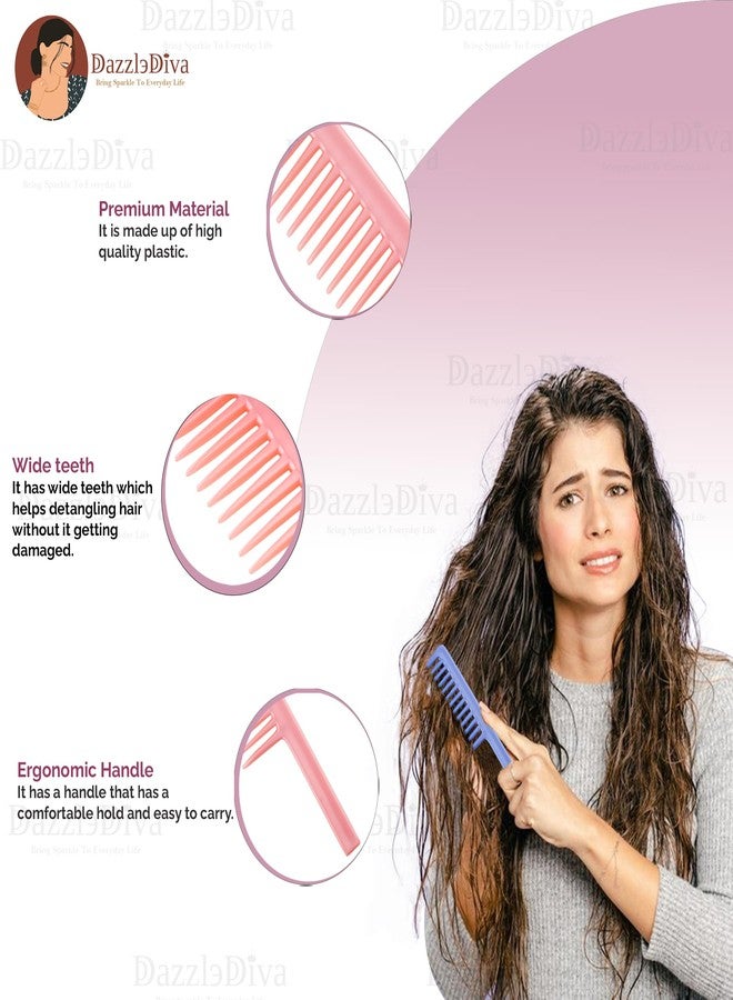 DazzleDiva 1Pc Wide Tooth Detangling Comb Shower Flexible Comb Detangle Wide Tooth Comb for Curly and Wavy Hairs Shampoo Detangling Curl Styling Hairbrush, Premium & Ergonomic Design Detangler Hair Brush 1Pc - Image 3