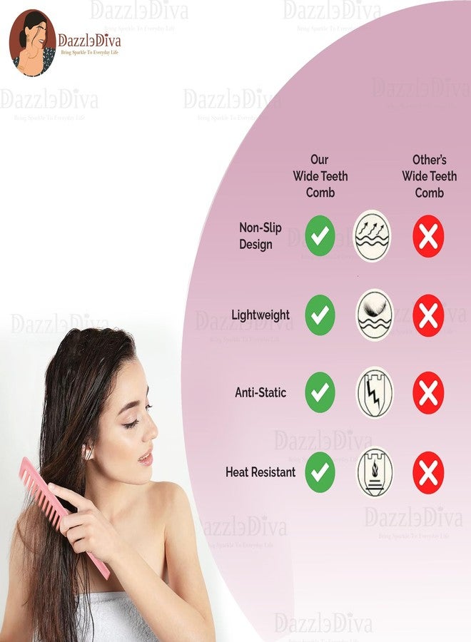 DazzleDiva 1Pc Wide Tooth Detangling Comb Shower Flexible Comb Detangle Wide Tooth Comb for Curly and Wavy Hairs Shampoo Detangling Curl Styling Hairbrush, Premium & Ergonomic Design Detangler Hair Brush 1Pc - Image 5
