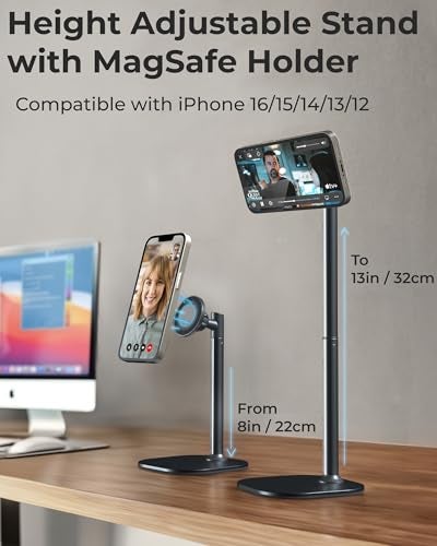 COOPER MagStand, Adjustable Magnetic iPhone Stand for Desk & Phone Holder for Video Recording, Compatible with MagSafe, Stand for iPhone 17 Pro Max, 16/15/14/13/12, Small Mag Safe Tripod (Black) - Image 2