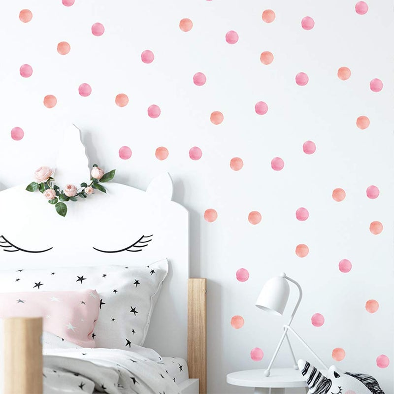 iinuu Pink Polka Dot Wall Decor, Dots Bubble Sticker Decals Decorations for Living Room Kids Baby Girls Teens Bedroom and Nursery Room Decorations - Image 3
