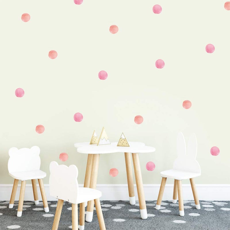 iinuu Pink Polka Dot Wall Decor, Dots Bubble Sticker Decals Decorations for Living Room Kids Baby Girls Teens Bedroom and Nursery Room Decorations - Image 1