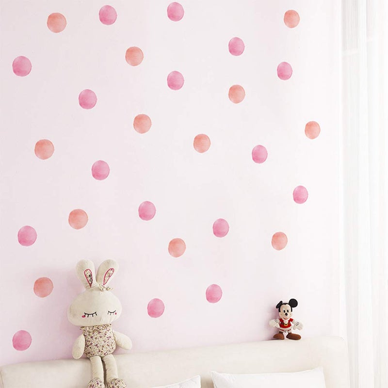 iinuu Pink Polka Dot Wall Decor, Dots Bubble Sticker Decals Decorations for Living Room Kids Baby Girls Teens Bedroom and Nursery Room Decorations - Image 2