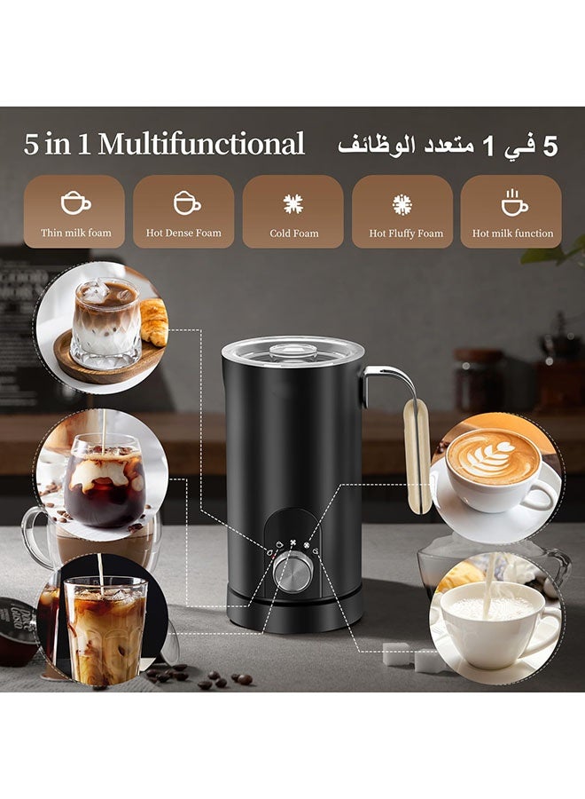 Arabest 5 in 1 Electric Coffee Milk Frother and Steamer - Handheld Automatic Soft Milk Frother, 350ml, Wooden Heat Resistant Handle and Transparent Lid, Free Cleaning Brush. - Image 2