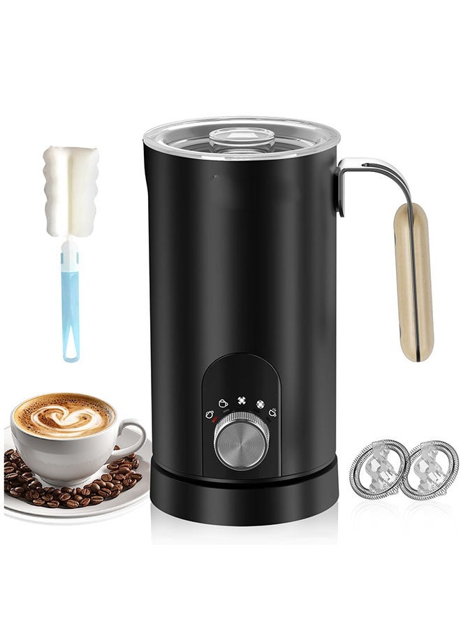 Arabest 5 in 1 Electric Coffee Milk Frother and Steamer - Handheld Automatic Soft Milk Frother, 350ml, Wooden Heat Resistant Handle and Transparent Lid, Free Cleaning Brush. - Image 1