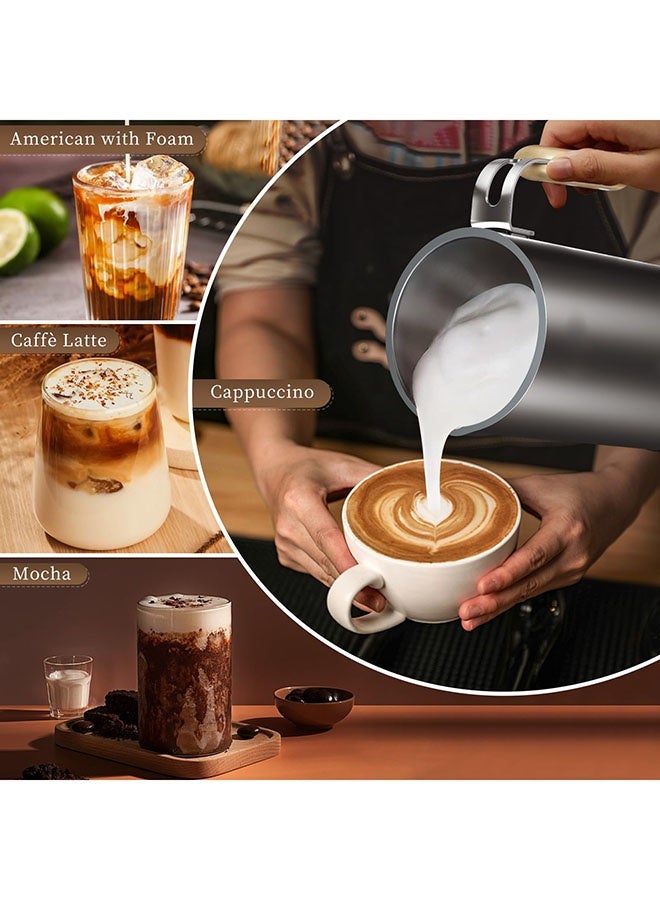 Arabest 5 in 1 Electric Coffee Milk Frother and Steamer - Handheld Automatic Soft Milk Frother, 350ml, Wooden Heat Resistant Handle and Transparent Lid, Free Cleaning Brush. - Image 3