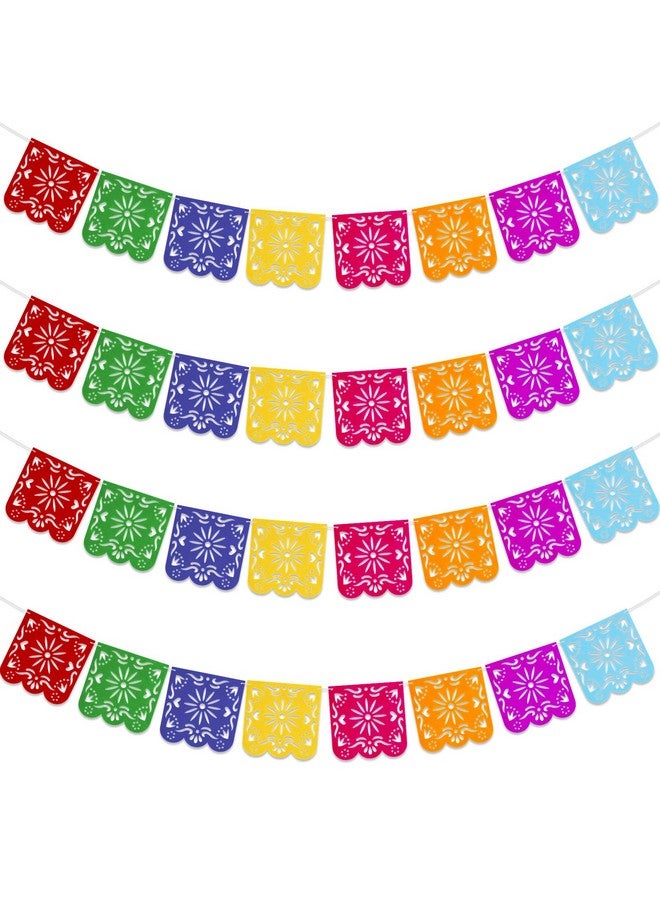 Qpout 4 Pack Mexican Party Decorations Banners Felt Colorful Day Of The Dead Papel Picado Banner Fiesta Birthday Baby Shower Party Decorations Dia De Los Muertos Garland Cinco De Mayo Flags - Image 3