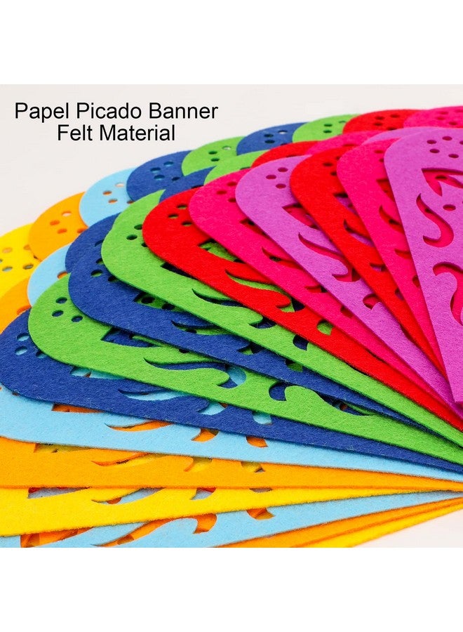 Qpout 4 Pack Mexican Party Decorations Banners Felt Colorful Day Of The Dead Papel Picado Banner Fiesta Birthday Baby Shower Party Decorations Dia De Los Muertos Garland Cinco De Mayo Flags - Image 5