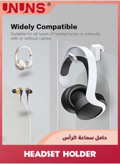 UNUNS حامل سماعات، 2 قطع حامل سماعات أذن عالمي، حامل وحدة تحكم سماعات لأجهزة PS5/XBOX/XS، خطاف تعليق سماعات الأذن، حامل رف سماعات الرأس، لمعظم سماعات الألعاب، حامل تخزين، أبيض  - Image 3
