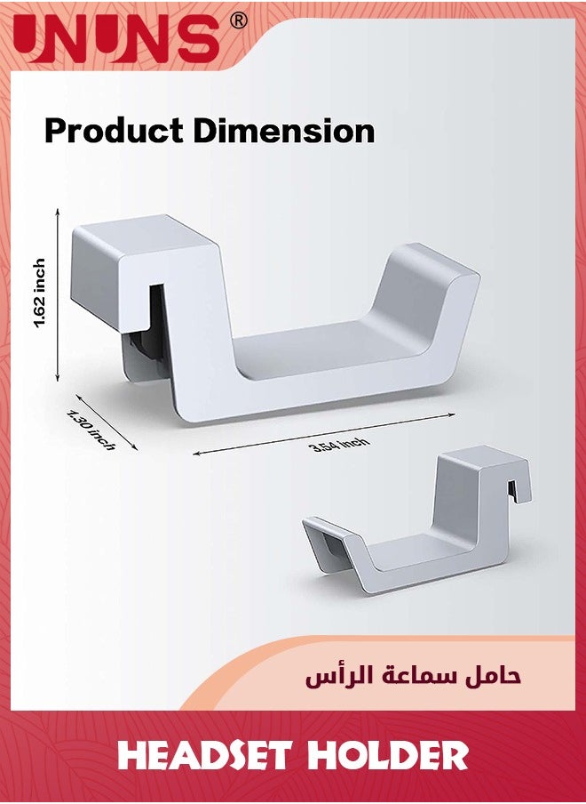 UNUNS Headset Holder,2 Pcs Headphone Stand Hanger,Universal Headset Controller Stand For PS5/XBOX/XS,Earphone Hook Hanger Shelving Headset Stand Holder,For Most Gaming Headsets,Storage Bracket,White  - Image 2