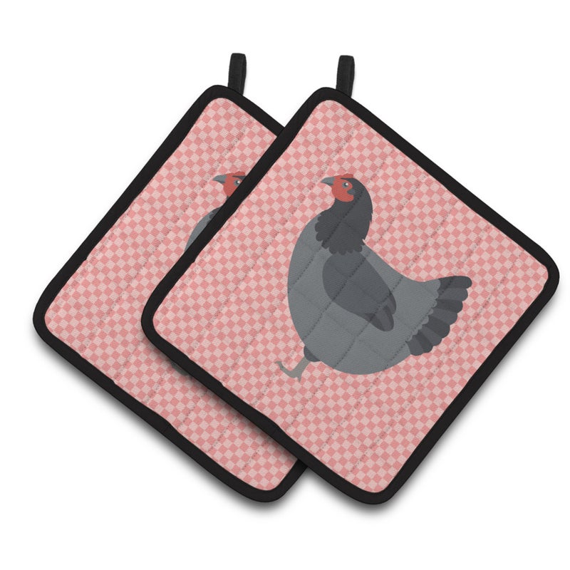 Caroline's Treasures ""Caroline's Treasures Jersey Giant Chicken Pink Check Decorated Pot Holder  7.5"""" x 7.5"""""" 