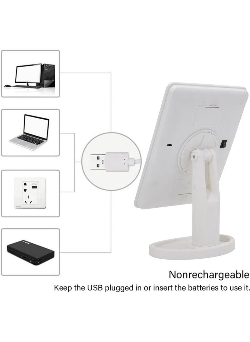 آینا مرآة مكياج مضيئة بتقنية LED للاستخدام على الطاولة تعمل عبر USB أو 4 بطاريات AA مع حامل قابل للتعديل باللون الأبيض للاستخدام المنزلي والصالونات - Image 5