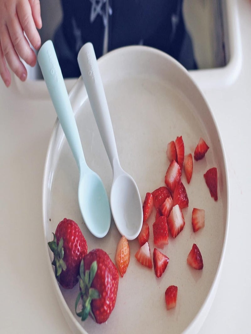 Miniware Silicone Baby Spoon for Training - BPA Free Baby Utensils - Baby Spoons Self Feeding 6 Months | 100% Food Grade Silicone - Modern & Dishwasher Safe Toddler Spoons (Grey & Key Lime) - Image 2