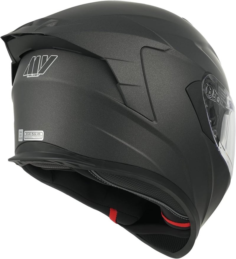 MY Motorcycle Full-Face Helmet with Sun Visor, ECE 22.06 Approved, Model MY-936, Matt Titanium - Image 5