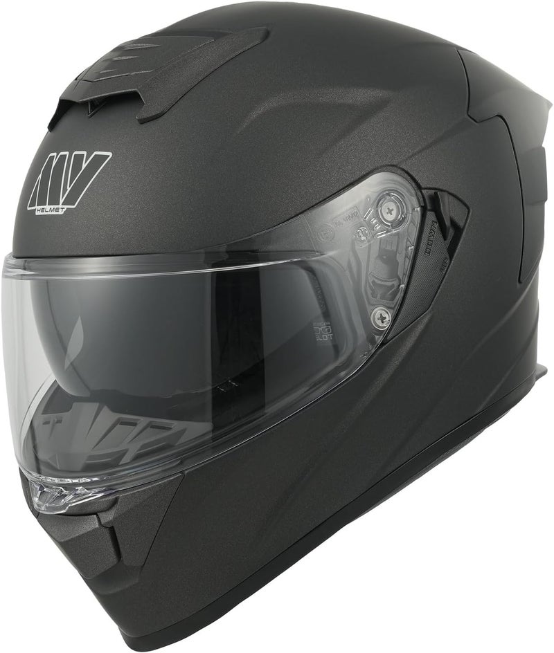 MY Motorcycle Full-Face Helmet with Sun Visor, ECE 22.06 Approved, Model MY-936, Matt Titanium - Image 1