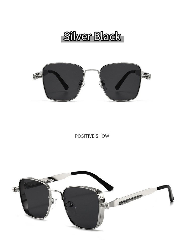 ABLE 【2025New Glasses】Unisex Polarized Metal Punk Retro Steam Sunglasses - UV400 UV Protection, High-Definition Anti-Glare, Silver Frame - Suitable for Fishing/Shopping/Driving/Travel/Parties, Fashionable Facial Accessory - Image 5