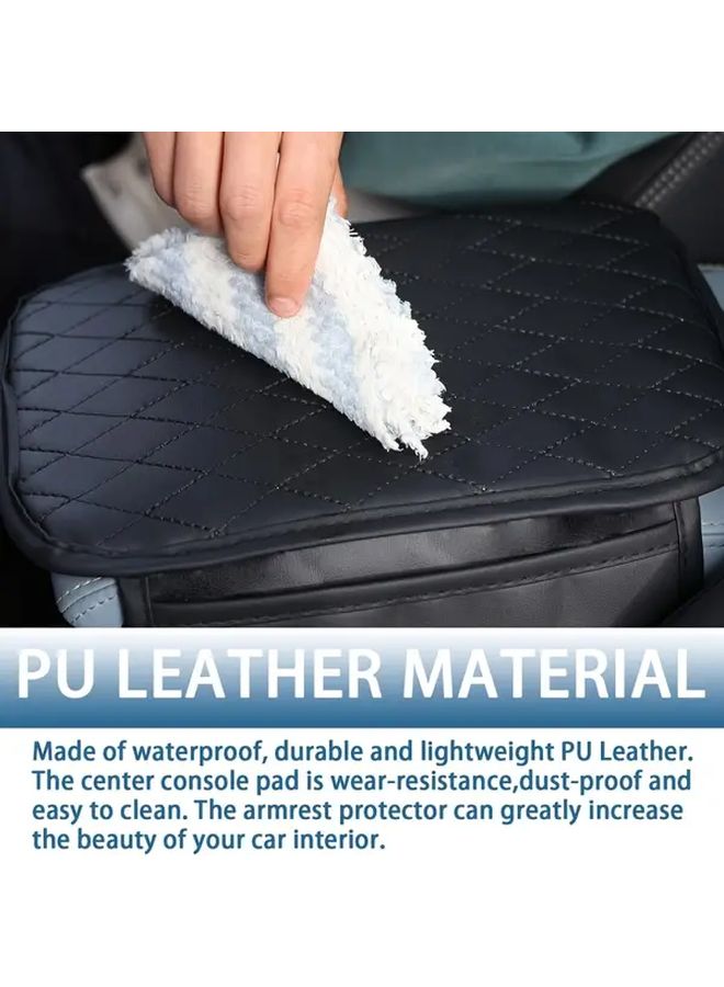 Red PU Leather Car Console Cover Armrest Protector With Storage Pockets - Image 5