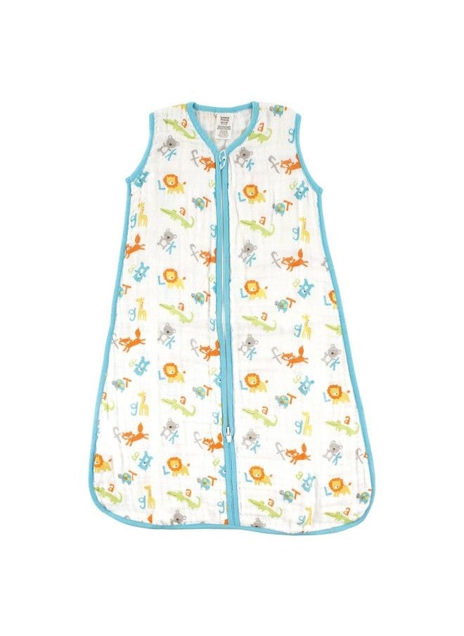 Luvable Friends - Unisex Baby Sleeveless Muslin Cotton Sleeping Bag Sack Blanket Abc Muslin 0 6 Months - Image 1