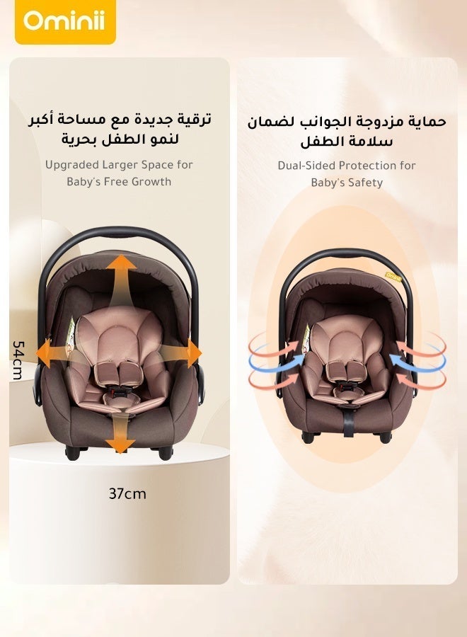 أوميني كرسي أمان للمواليد الجدد للسيارة، سلة حمل للرضع للنوم مع سلة حمل محمولة وكراسي هزازة، مع وسادة دعم كامل للجسم - Image 5